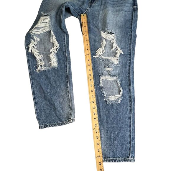 KanCan Womens Medium Wash Mid Rise‎ Distressed Straight Leg Jeans 9/28 - Picture 4 of 8